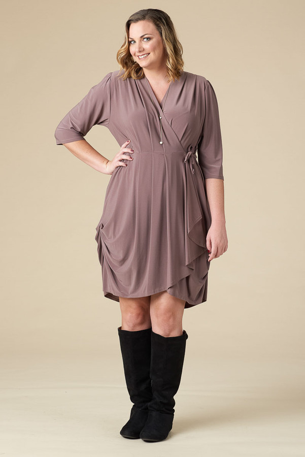 That's a Wrap Dress - Taupe - Red Tulip Boutique